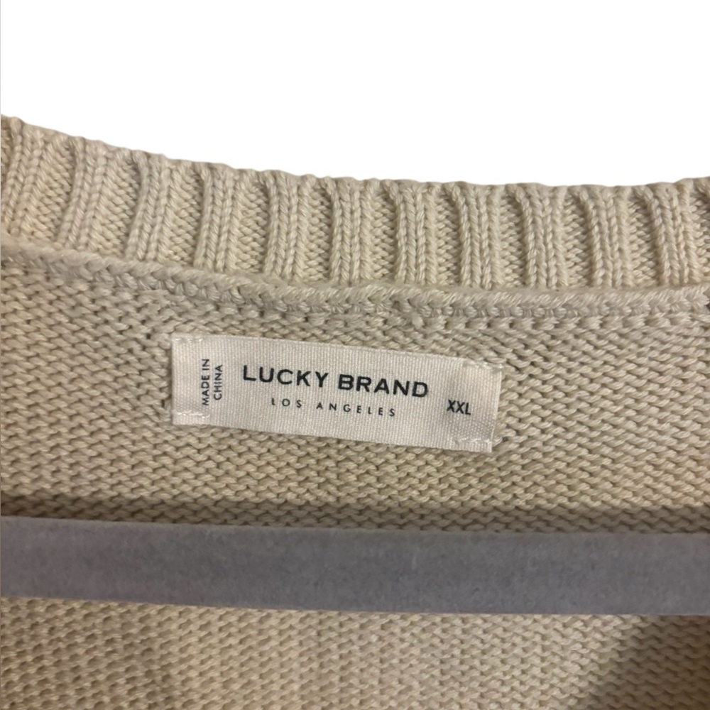 Lucky‎ Brand Cream Mixed Stitch Bauble Cropped Sweater XXL - Picture 3 of 7
